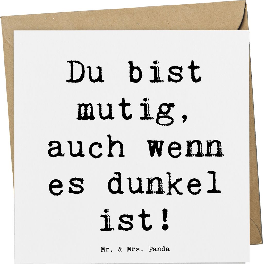 Mr. & Mrs. Panda Grußkarte Spruch Angst vor Dunkelheit überwinden - Weiß - Geschenk, emotionale Unterstützung, doppelkarte, Zuversicht, Trost, ...