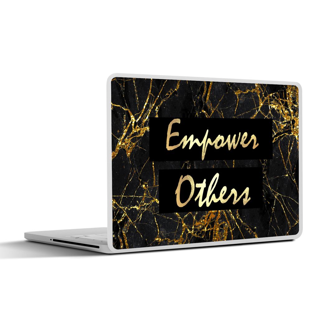 MuchoWow Laptop Aufkleber Sticker Cover Zitat - Macht - Gold - Marmor 31x22.5 cm - Laptop-Deko