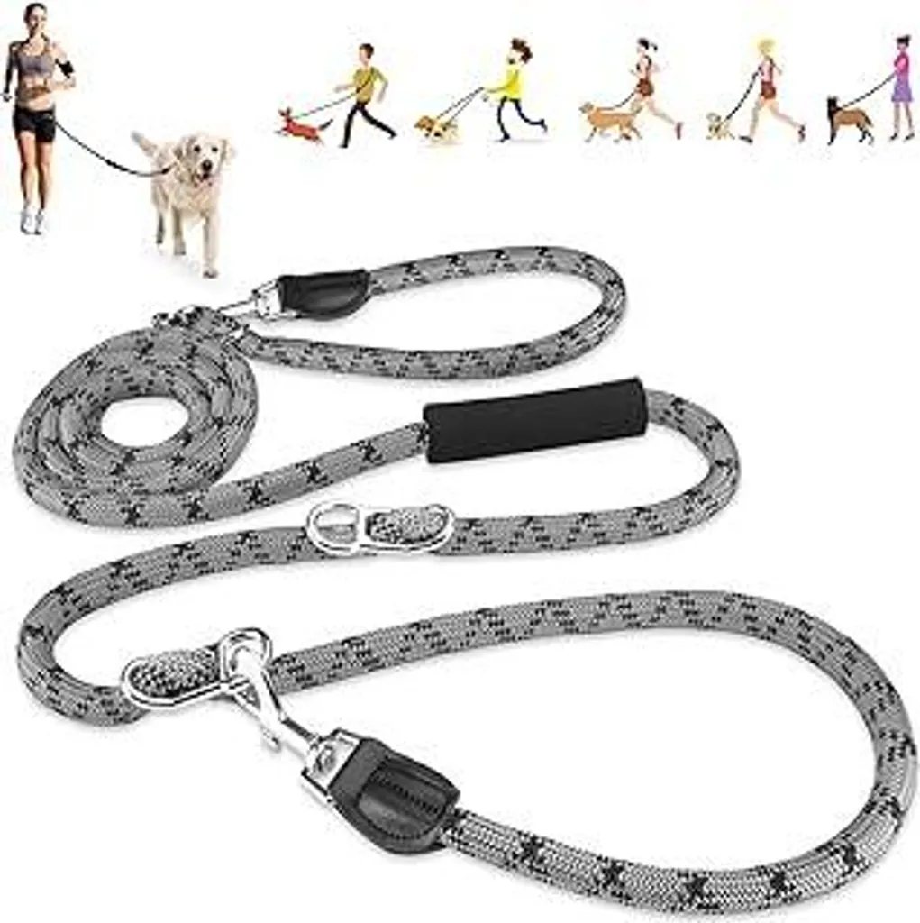 Guinzaglio Trekking Cani 3m Riflettente | Doppio Rinforzato 100kg
