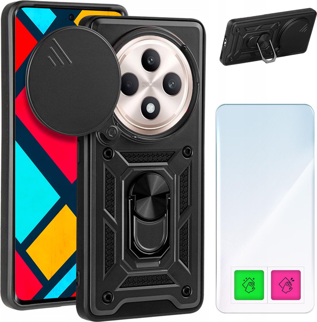 Hülle für Oppo Reno12 F 5G Reno12 FS 5G Gepanzerte Rückseite Gehäuse + GLAS