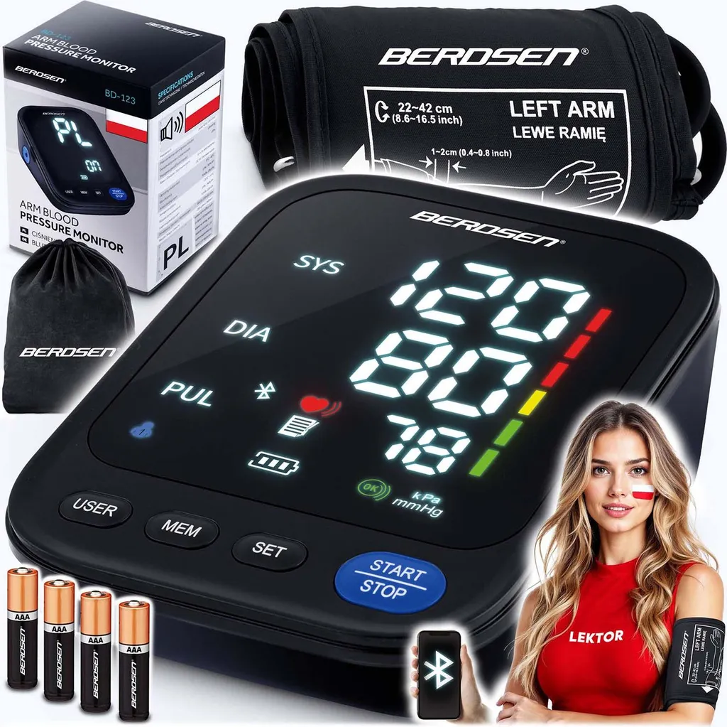 Misuratore di pressione a spalla con messaggi polacchi e bluetooth BD-123 Berdsen - 12