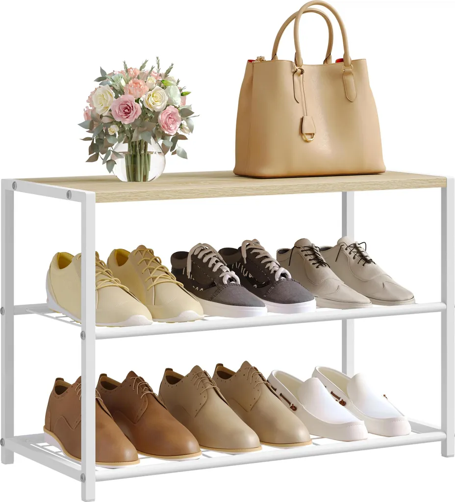 Range-chaussures 2 niveaux blanc pour organiser votre entrée avec style
