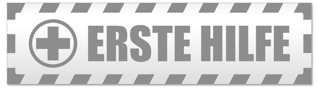 Kiwistar - Autoaufkleber - Grau - 60 x 16 cm - Erste Hilfe gestreift - Hinweis Aufkleber Sticker für Auto, Kfz, Fahrrad, PKW, LKW