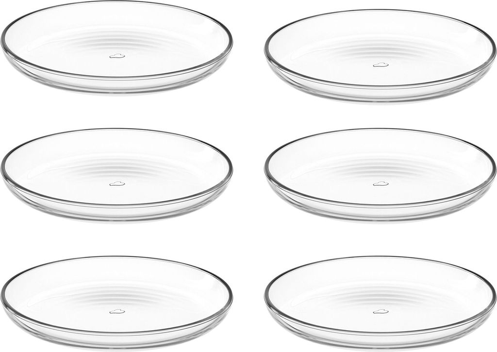 LEONARDO HOME Cucina Teller, 6-er Set, Durchmesser 18 cm, mikrowellengeeignet, Klarglas, 066330