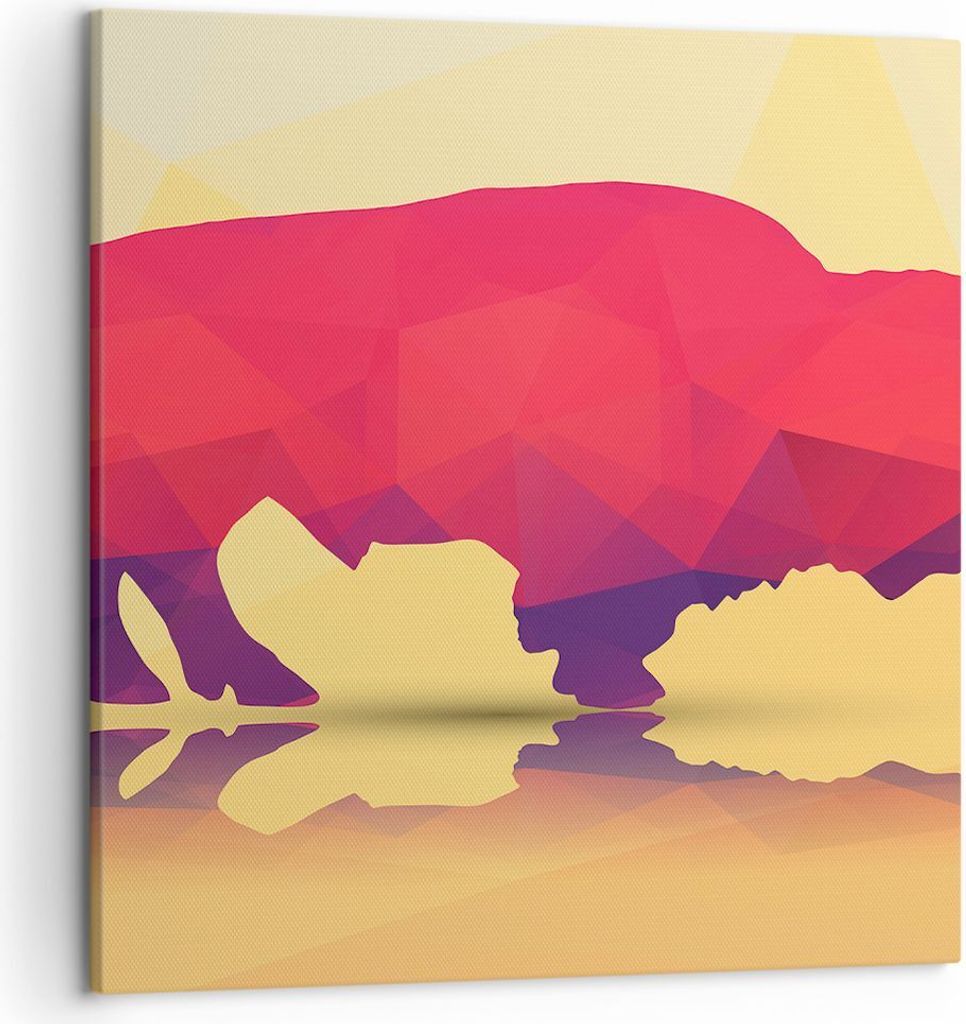 Bild auf Leinwand - Leinwandbild - Bison Illustration Bunt Grafik - 50x50cm - Wand Bild - Wanddeko - Leinwanddruck - Bilder - Kunstdruck - Wanddeko...