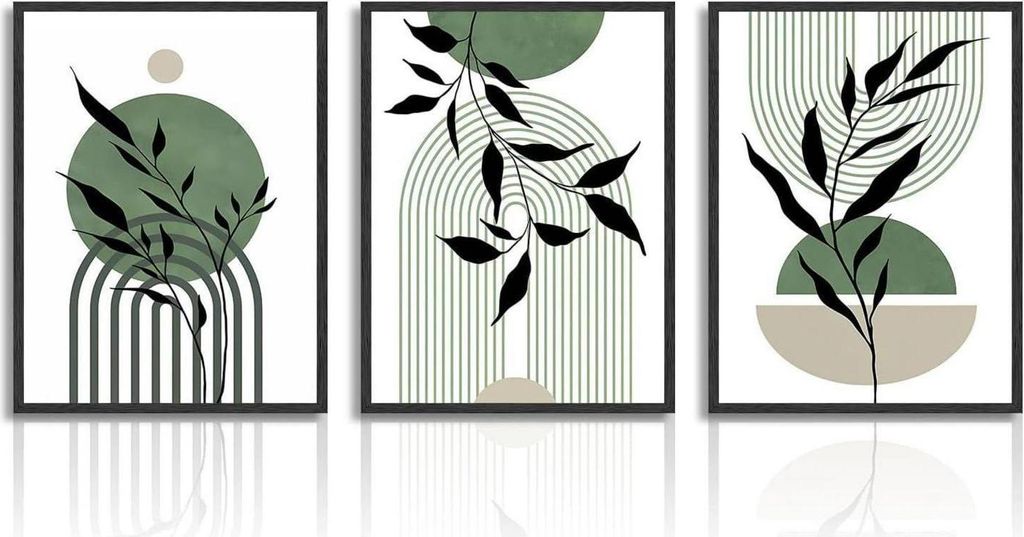 Boho nástěnné malby šalvějově zelená moderní geometrické Obrázek produktu 