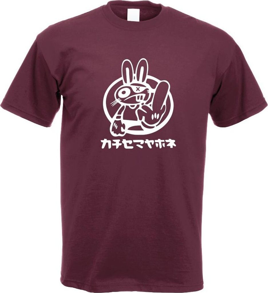 Kiwistar - T-Shirt - Burgund - Drift Rabbit japanisch Motiv Bedruckt Funshirt Design Print - mit Motiv Bedruckt - Funshirt Design - Sport - Freizei...