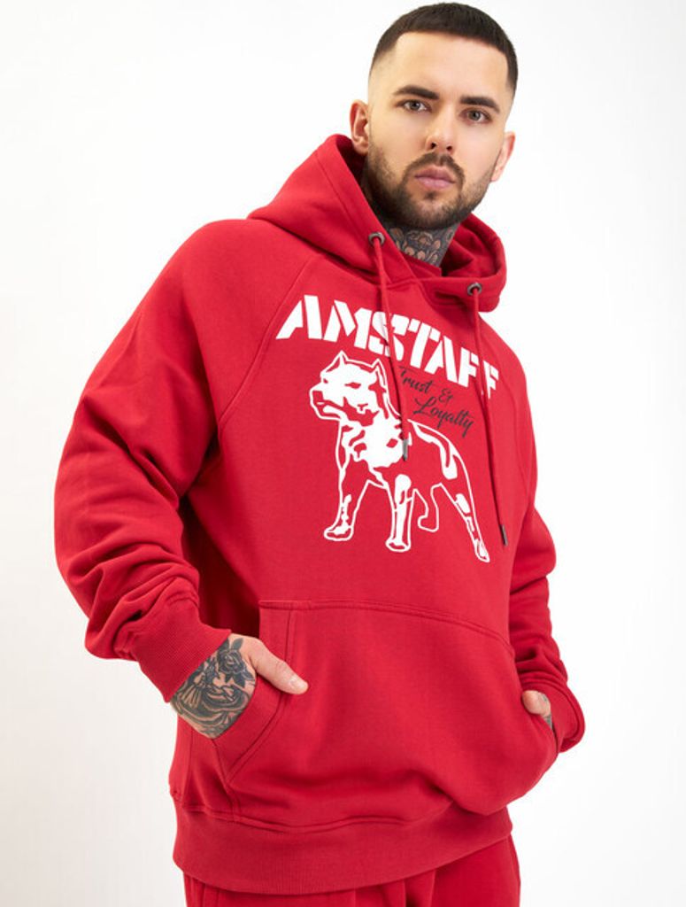 Amstaff Herren Kapuzenpullover Logo 2.0, Farbe:rot/weiß, Größe:L