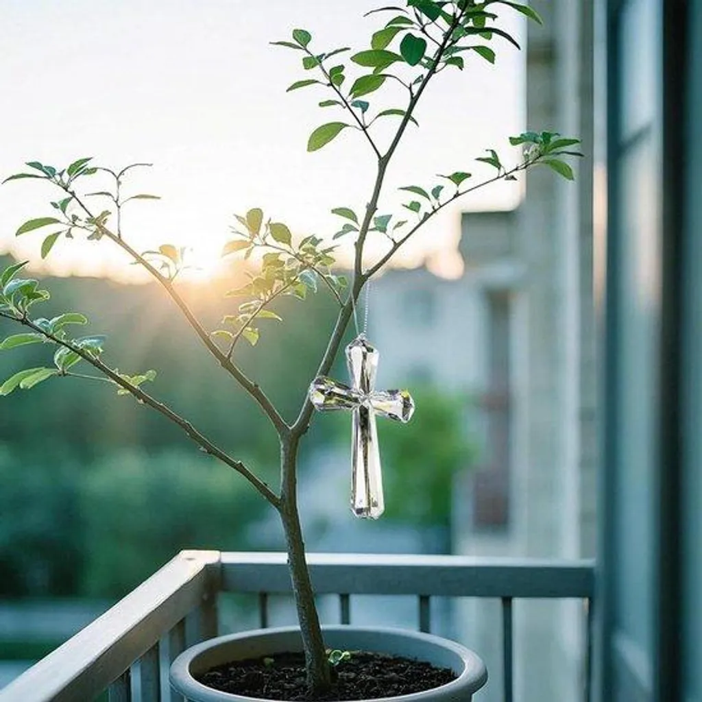Petit crucifix pour oratoire domestique, croix en verre pour la prière
