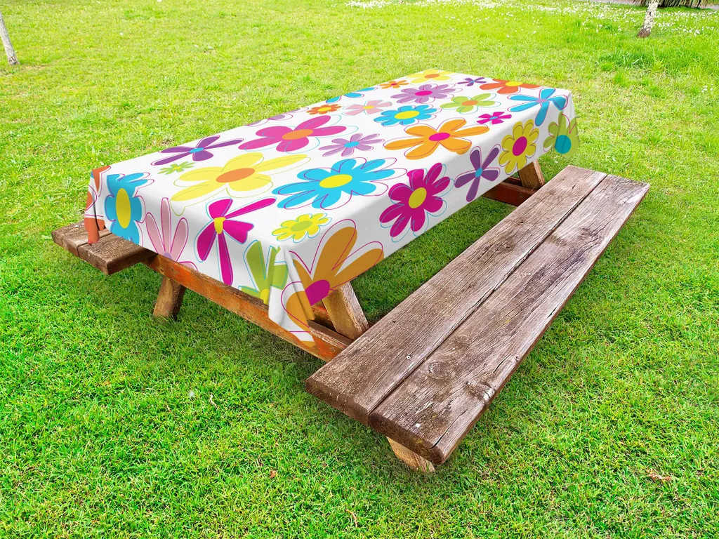 ABAKUHAUS Tovaglia Primaverile 145x265 cm | Motivo Hippie Retrò Esterni