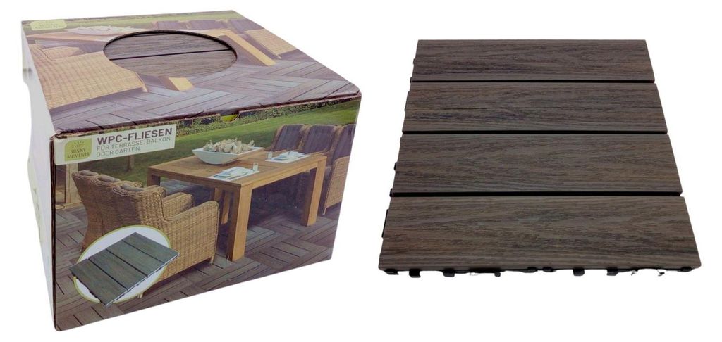 WPC-Fliesen 0,81m² 30x30cm Holzoptik Bodenfliese Produktbild 