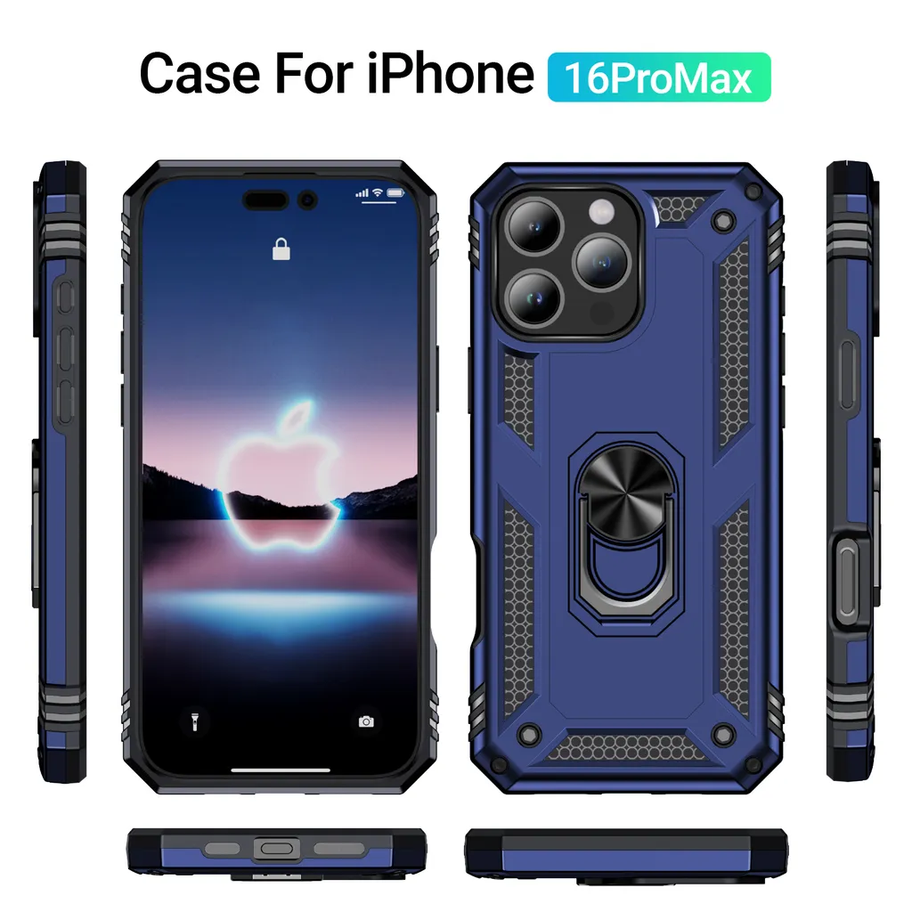 Cover Rugged iPhone 16 Pro Max Blu per Escursionismo e Sport - 2