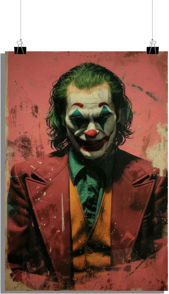 Joker Poster - Bösewicht Poster - Batman Bösewicht Poster - Film Poster - Porträt Poster - Roter Hintergrund Poster - 51x71cm - Perfekt zum Einr...
