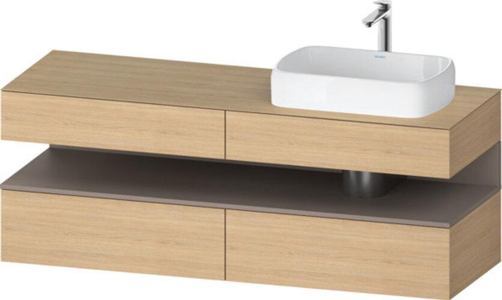 Duravit Qatego Konsolenwaschtischunterbau, 2 Auszüge, 2 Schubkästen, Ausschnitt rechts, 1600x550x600mm, Nische Basalt Matt, QA4778043300000