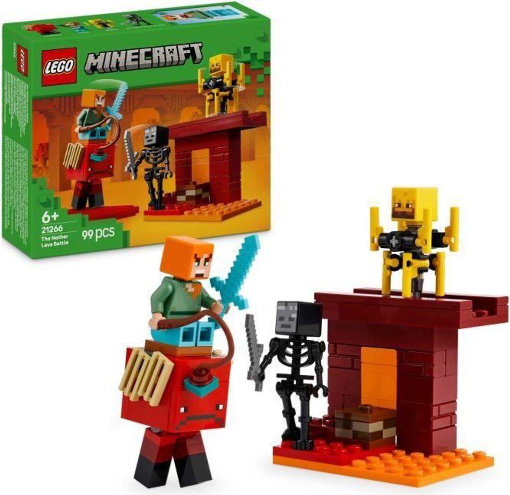 LEGO Minecraft 21266 La bataille de la lave du Nether, Bauset, Videospiel-Fans, Ab 6 Jahren