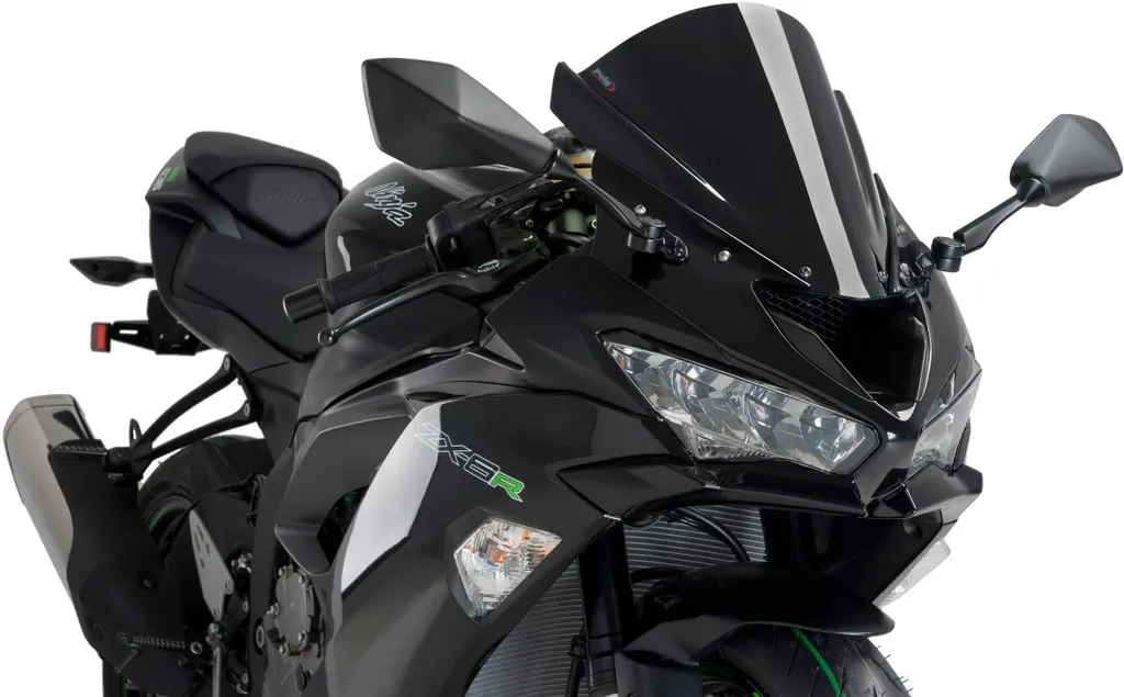 Bulle de Protection PUIG pour Kawasaki - Confort et Look Noir Racing
