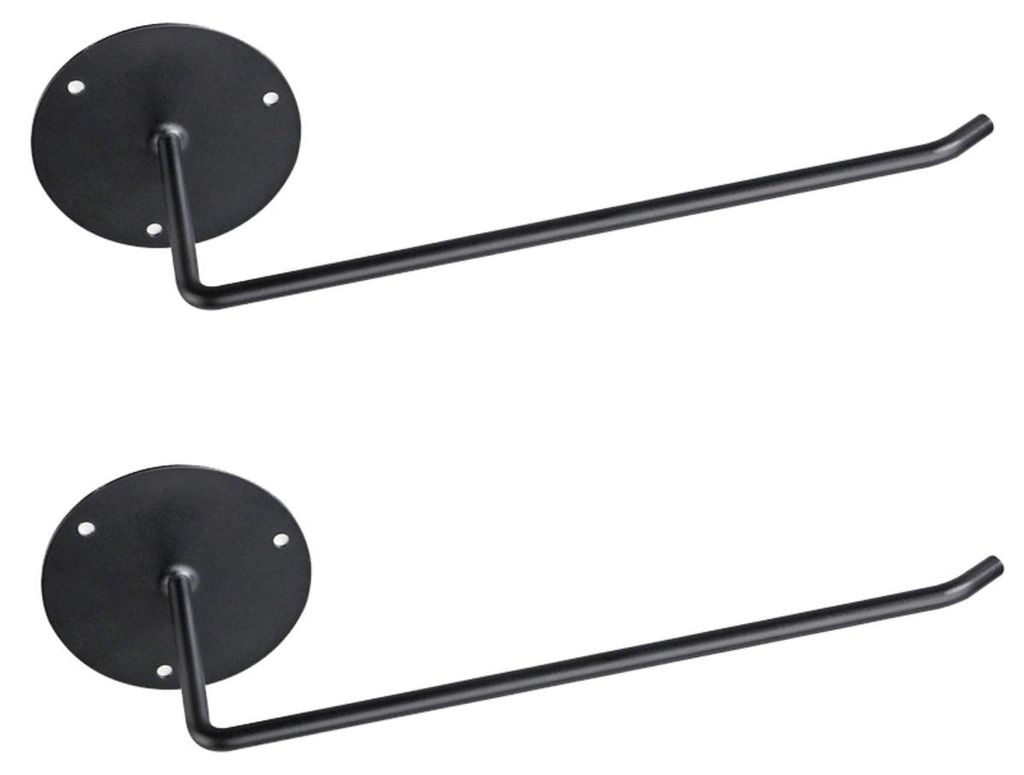 INF 2er Set Schwarze Edelstahl Wandhalter Länge 20.6cm für Küche
