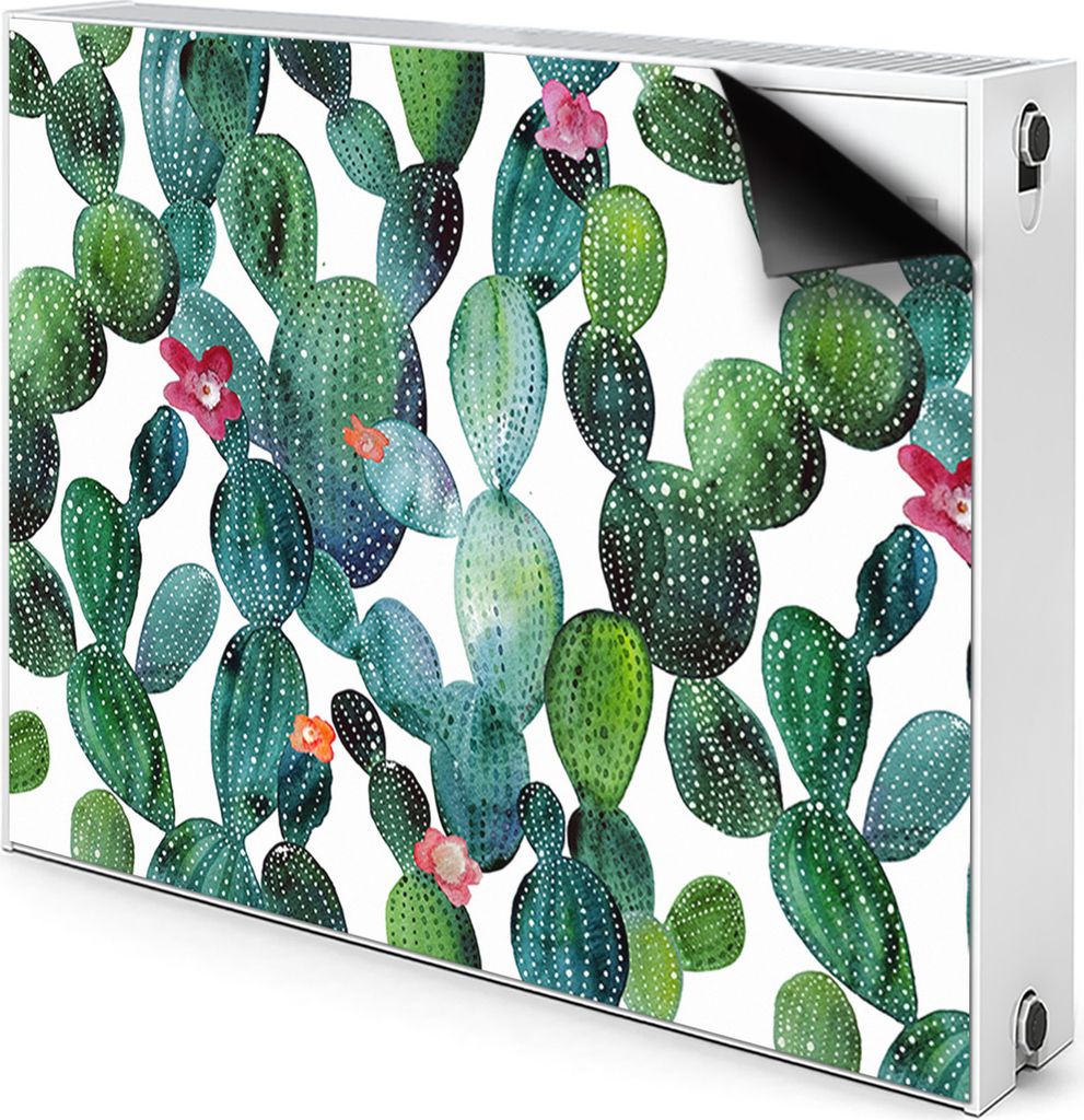 Magnet Radiator Magnet Mat Heizkörperverkleidung Heizkörper-Abdeckung Heizung 80x60 cm - Kakteen mit Blumen