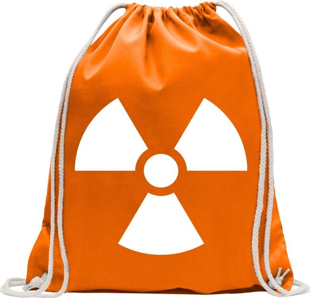 Kiwistar - Turnbeutel - mandarin - Radioaktiv - Fun Rucksack Sport Beutel Gymsack Baumwolle mit Ziehgurt