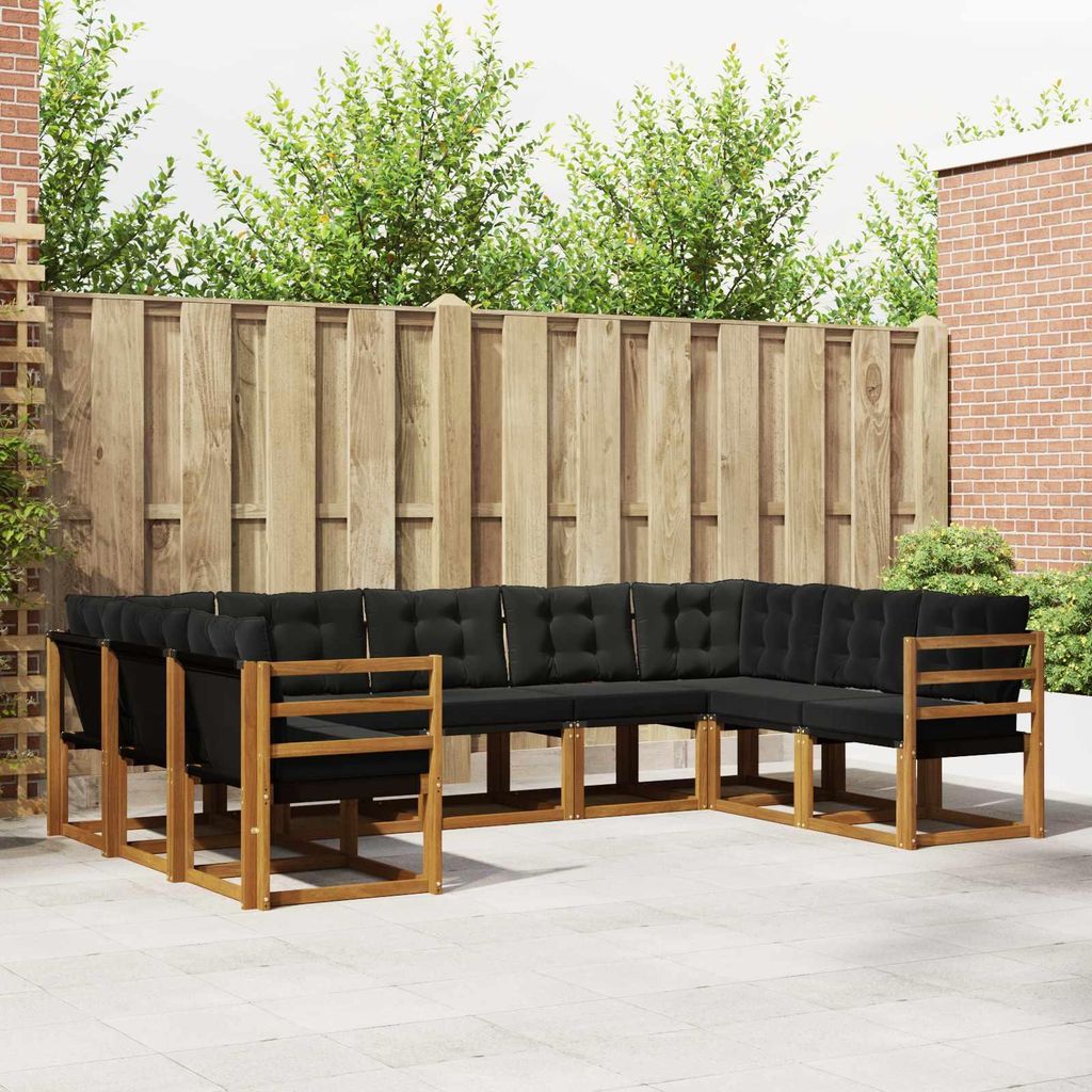 "Neues Produkt" Outdoor-Sofagarnitur ANTI-UV - CLORIS - mit Kissen - 9 pcs - Natürlich und Schwarz - Modern Gartensofas V582