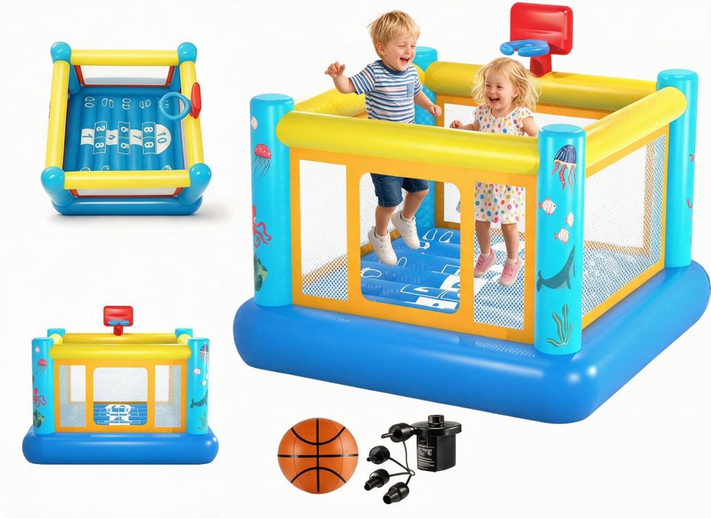 Skakanka dla dzieci o wymiarach 172x172x128 cm z koszykówką Zdjęcie produktu 