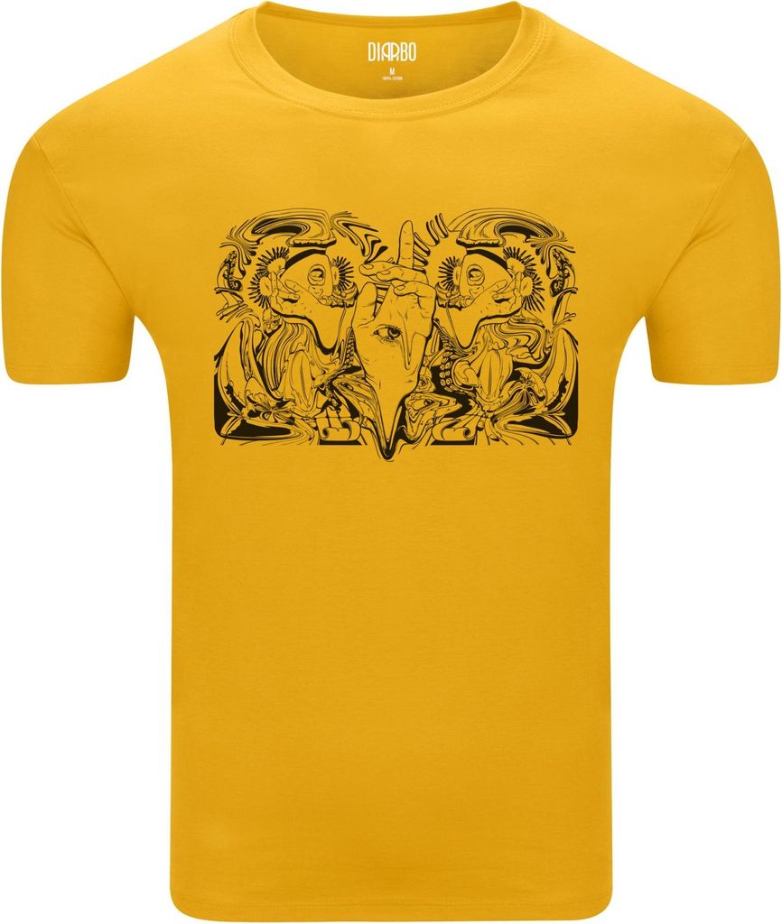 Diarbo Herren T-Shirt mit Abstraktem Druck Surreale Hände Gelb Gr.S