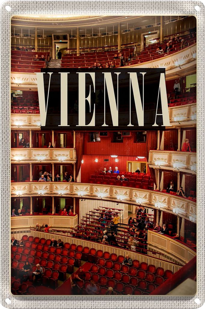 Blechschild Reise 20x30cm Wien Österreich Opera Theater Reise