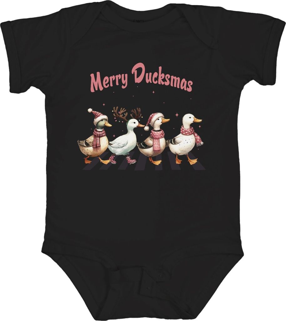 Merry Ducksmas Entenliebhaber Enten - Weihnachten Xmas Christmas Unisex Baby Body, Schwarz, 3/6