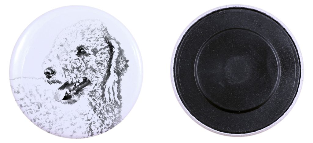 Bedlington Terrier, Rothbury Terrier Magnet mit einem Hundepfotenabdruck, außergewöhnlich leicht, starker Magnet, handgefertigtes Produkt der Mar...