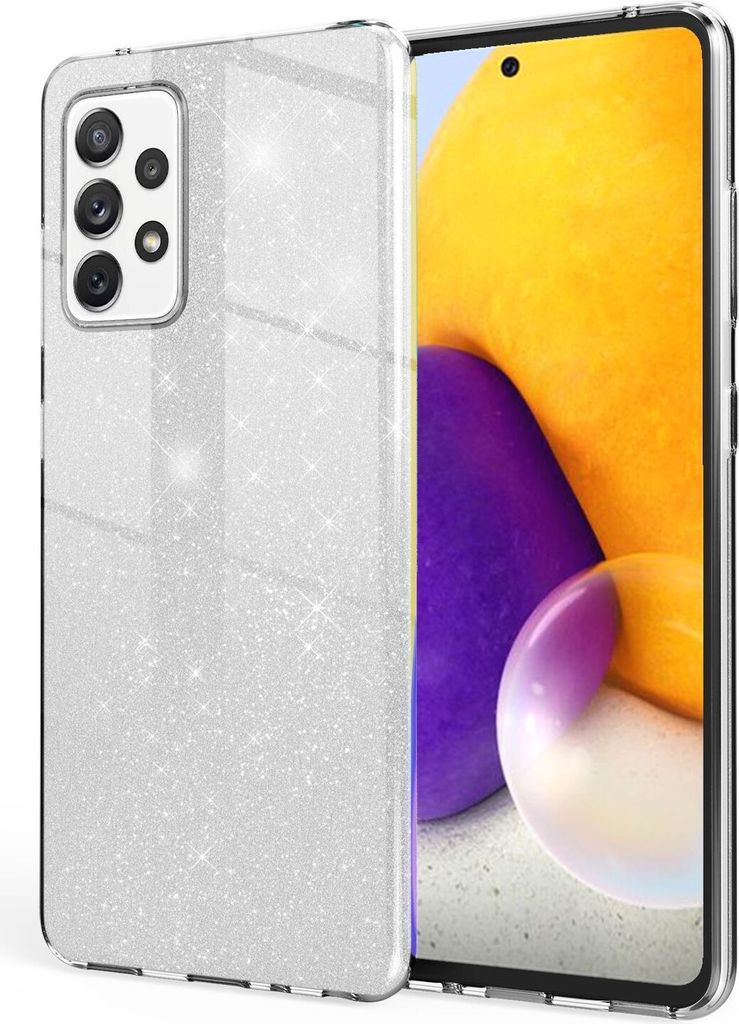 NALIA Glitzer Handy Hülle für Samsung Galaxy A72, Bling Cover Case Glitter Etui Silber