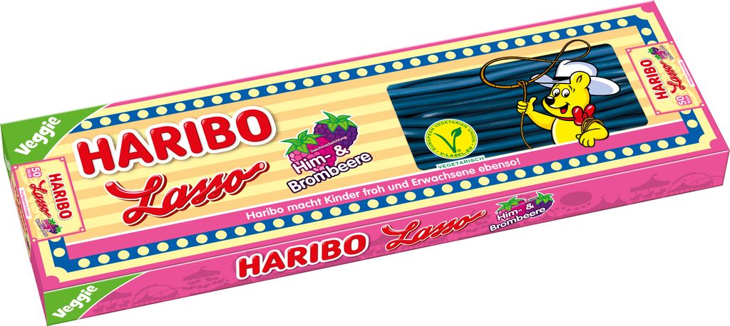 Haribo Lasso Himbeere Brombeere veggie Fruchtgummi Kabel Produktbild 