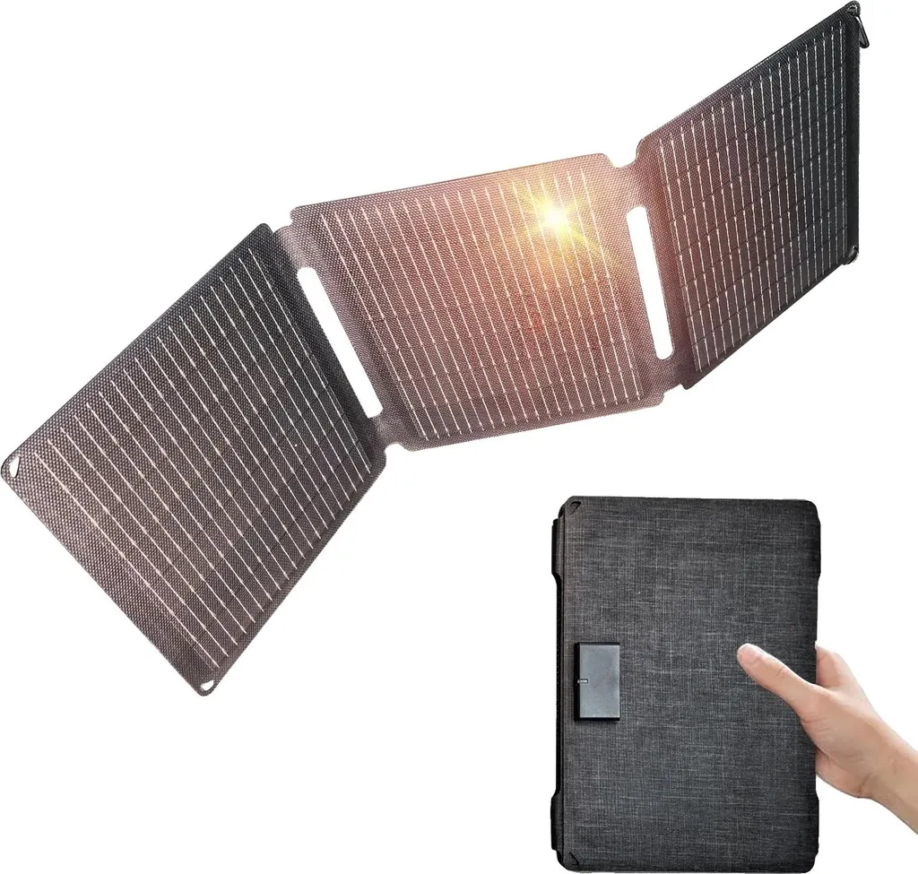 Caricatore Solare Portatile 35W Pieghevole Doppia Uscita USB IP67