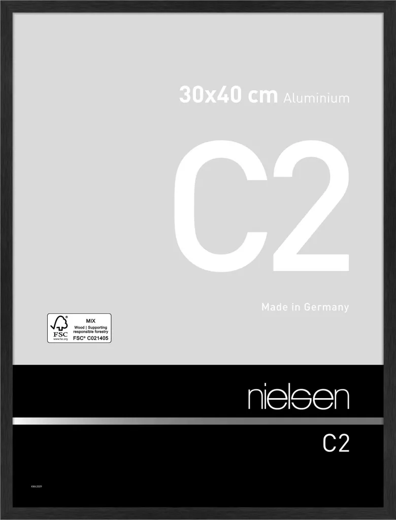 Cadre alu 30x40 cm Nielsen C2 noir mat - Finition parfaite sans reflets