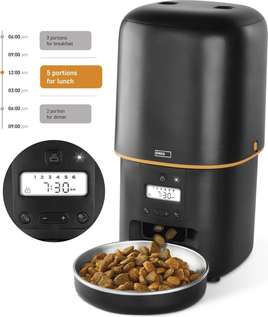 Distributeur automatique de nourriture 4L EMOS H6001 pour chat et chien