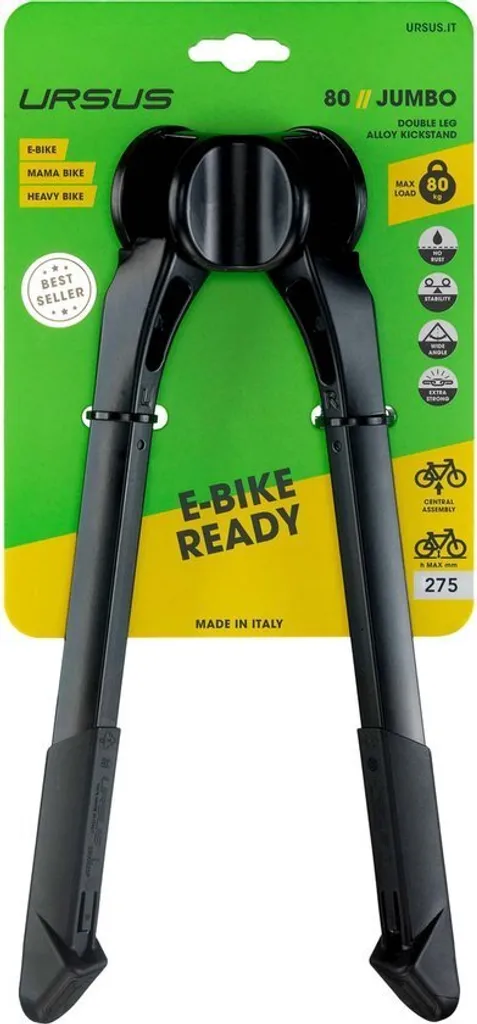 Béquille pour vélo cargo Ursus 275 mm idéale transport de charges