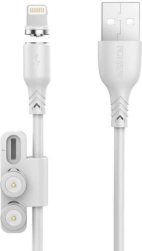 Magnetisches 3W1 Usb zu Usb-C / Lightning / Micro Usb Kabel Foneng X62, 2.4A, 1M (Weiß)