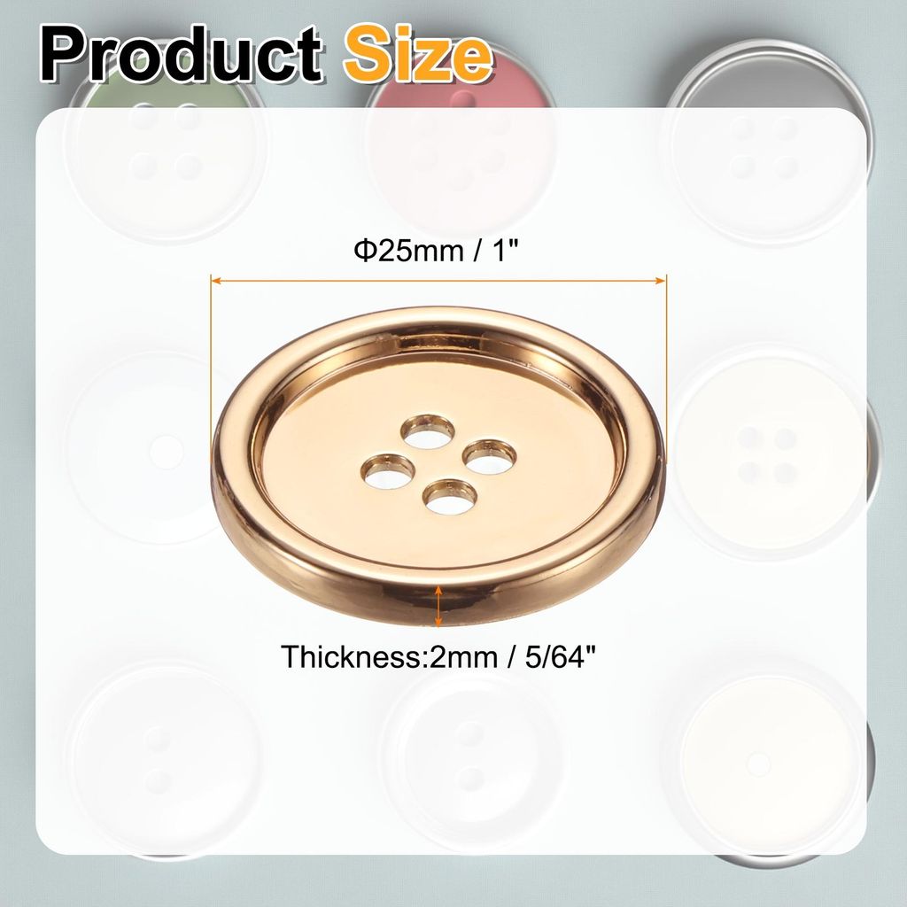 20 Stš¹ck 25mm Metall Kn?pfe, 4-Loch Runde Hemden M?ntel Kleidung N?hkn?pfe fš¹r Dekoration Handwerk DIY Zubeh?r (Gold)