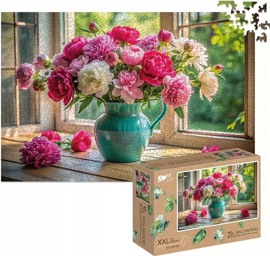 Puzzle en bois Milliwood Blooming Window 500 pièces - Décoration 51x34 cm