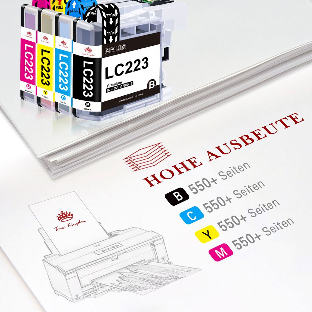 GILIMEDIA LC223 LC 223 Cartouche d'encre pour Brother LC223 LC-223 LC223XL  LC221 pour Brother J5620DW J5320DW J5720DW J4120DW J4420DW J480DW J4625DW  J5625DW J5620DW(Noir Cyan Magenta Jaune, 10-Pack) : : Informatique