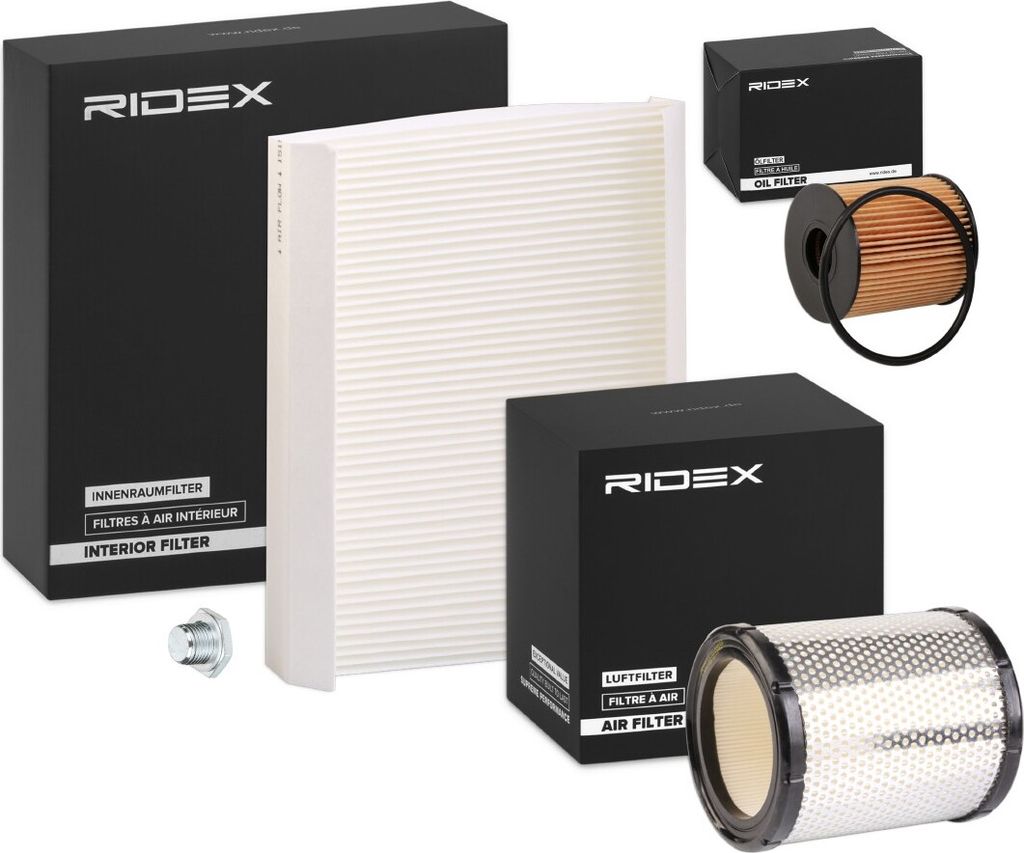 RIDEX Filterset Inspektionspaket Filtersatz passend für PEUGEOT PARTNER Combispace (5F) PARTNER Kasten (5) für CITROËN Berlingo / Berlingo First