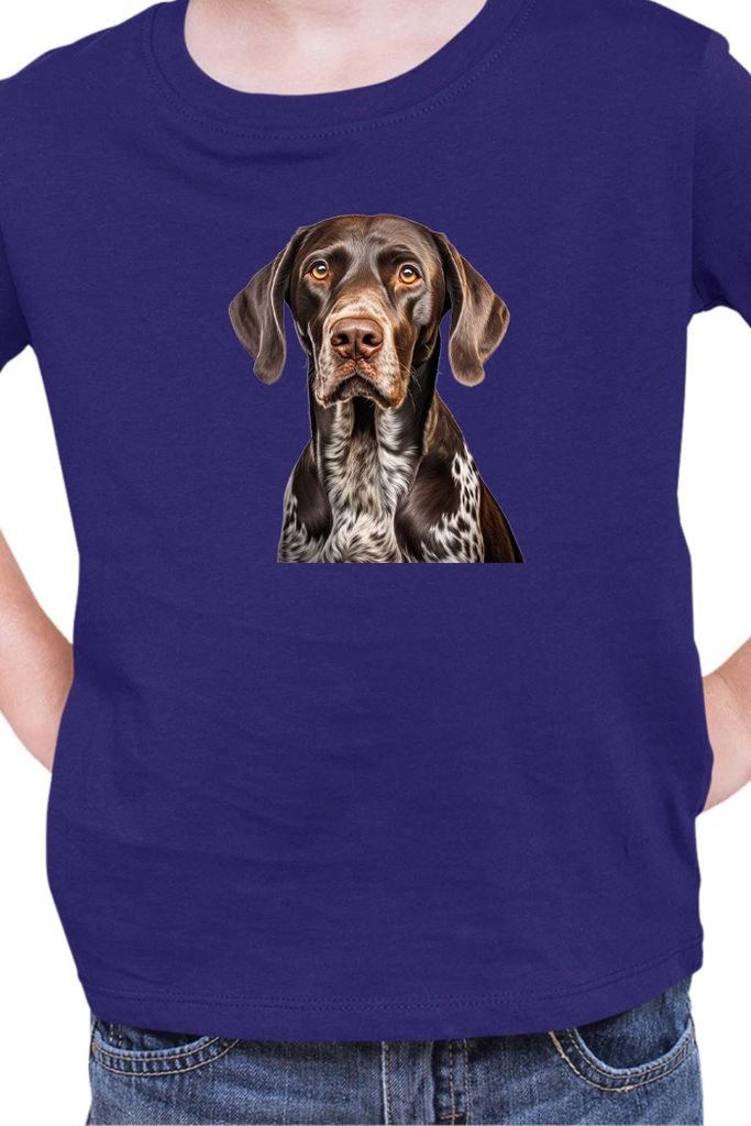 Kinder T-Shirt Dogs Breeds German Shorthaired Pointer Dog Breed 007, 5-6 Jahr - 116 / Dunkelblau