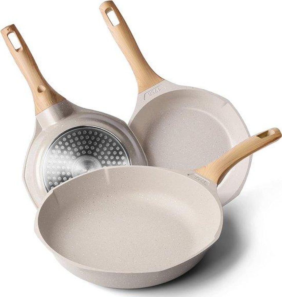 Inductiekookset van graniet, 20-24-28 cm. Roerei-pannenset Productafbeelding 