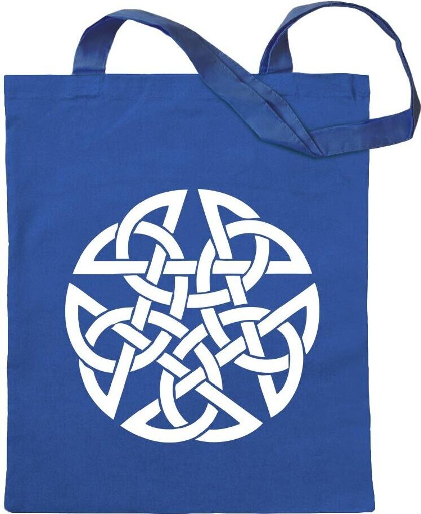 Kiwistar - Baumwolltasche - royalblau - Celtic PentagramPentacle Druids - Tragetasche Stoffbeutel Umhängetasche Langer Henkel