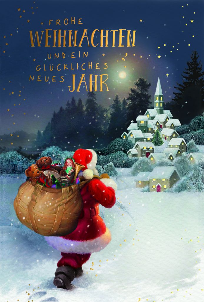 Weihnachten Beutel mit 6 Grußkarten - Bundle, 2 Motive - 11,5 x 17