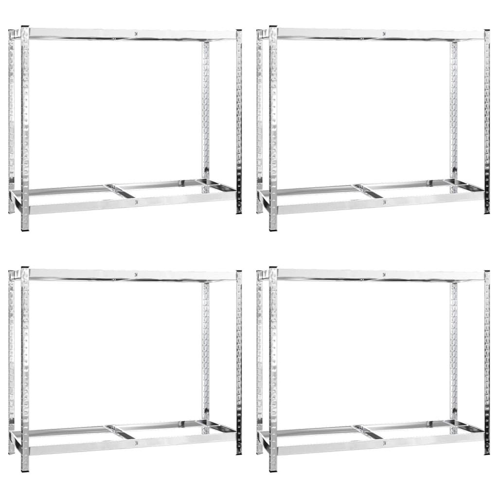 Reifenregale mit 2 Böden 4 Stk. Silbern 110x40x110 cm Stahl