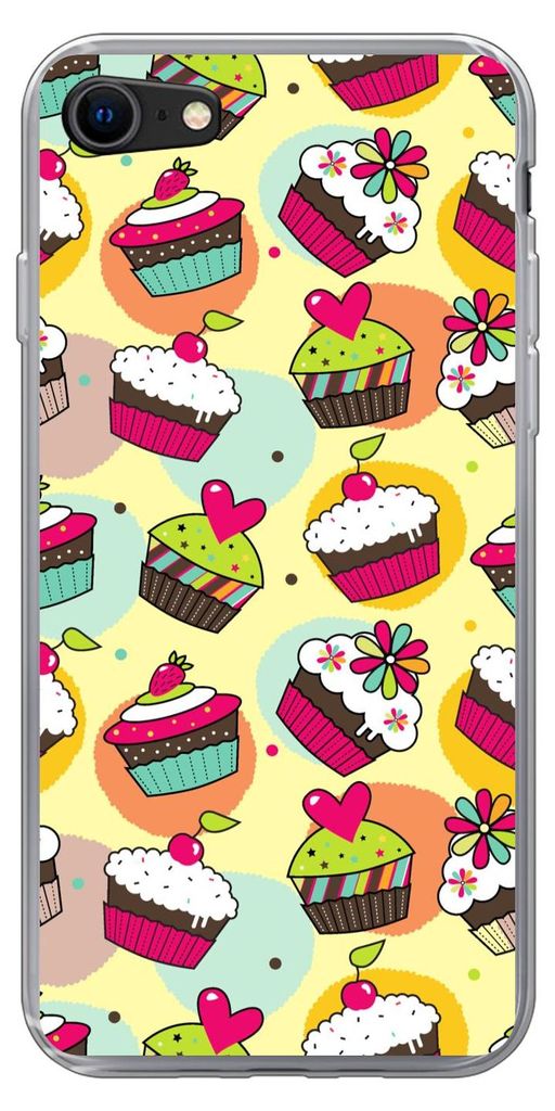 MuchoWow Handyhülle Schutzhülle Hülle für Telefoonhoesje iPhone 8 Mädchen - Cupcake - Schnittmuster - Mädchen - Kinder - Baby Silikon Softc...