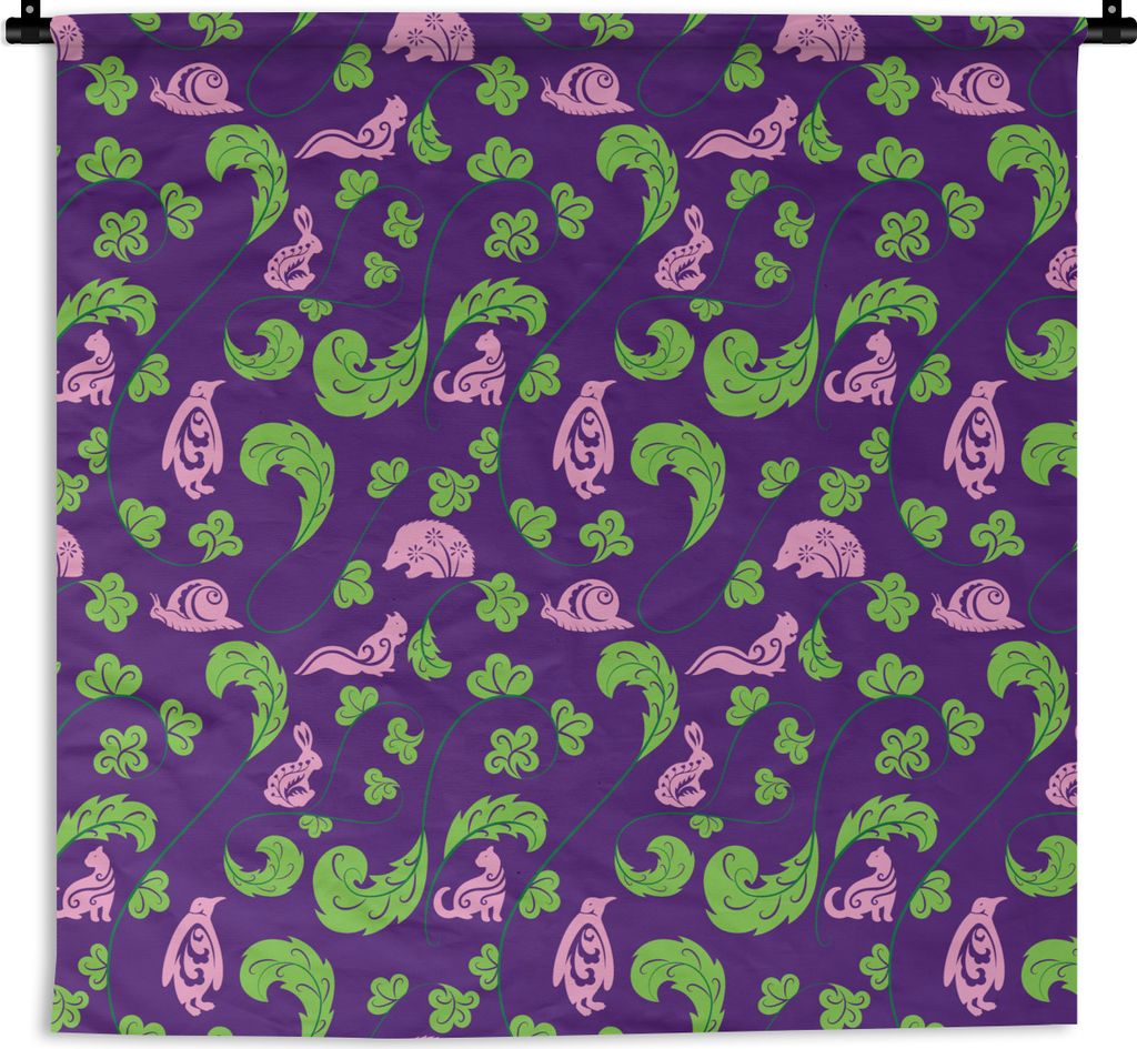 MuchoWow Wandteppich Wandbehang Blätter - Tiere - Muster 150x150 cm Tapisserie Dekoration Wandtuch - Wohnaccessoires - Modernes