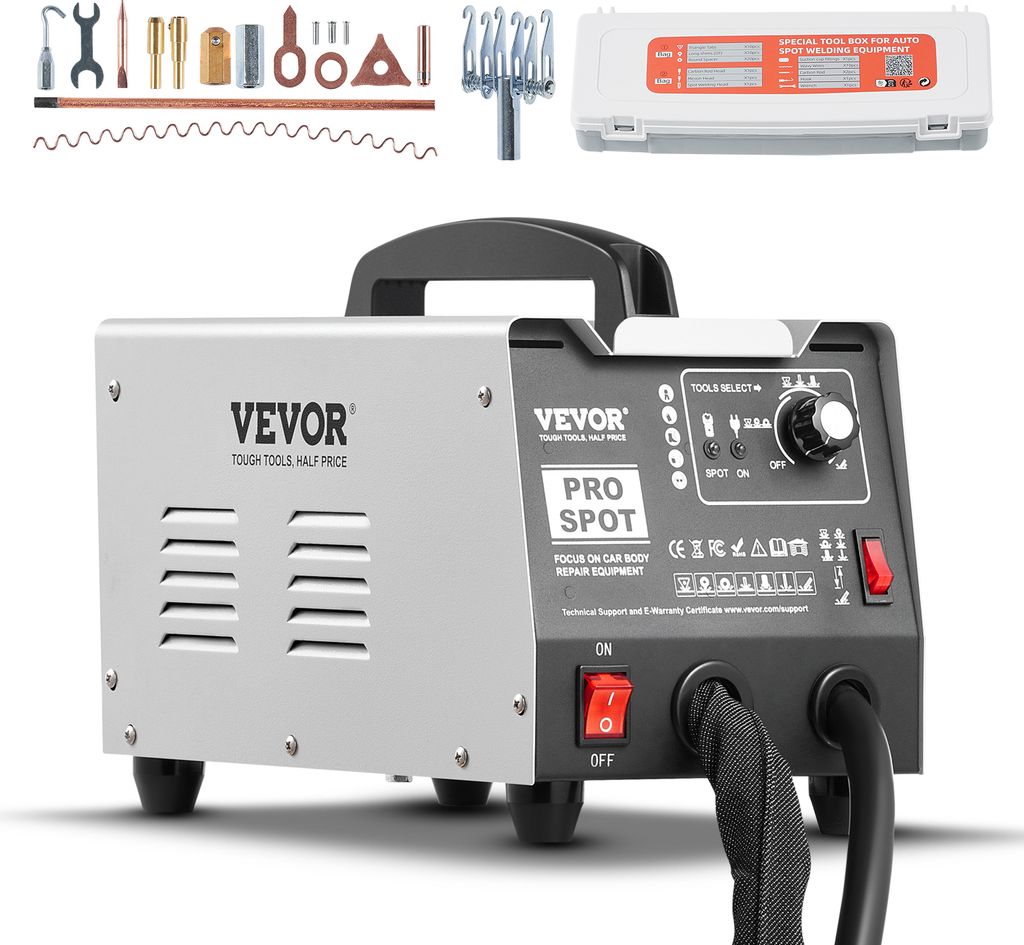 VEVOR Ausbeulspotter, Autokarosserie-Punktschweißgerät zum Ausbeulenziehen mit 7 Schweißmodi & einstellbarer Leistung, 1,8 kW Dent Puller zum Au...