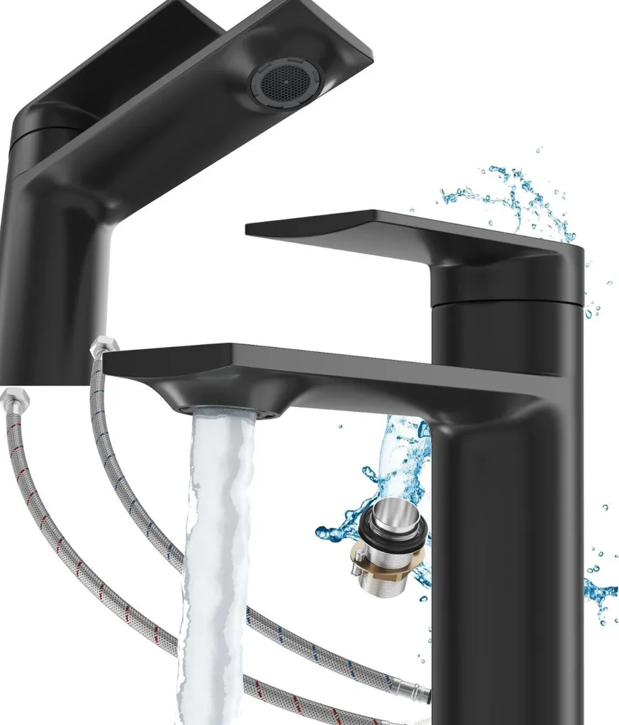 Rubinetto Bagno Nero Opaco Granitan Cabo: Estetica Minimalista Low