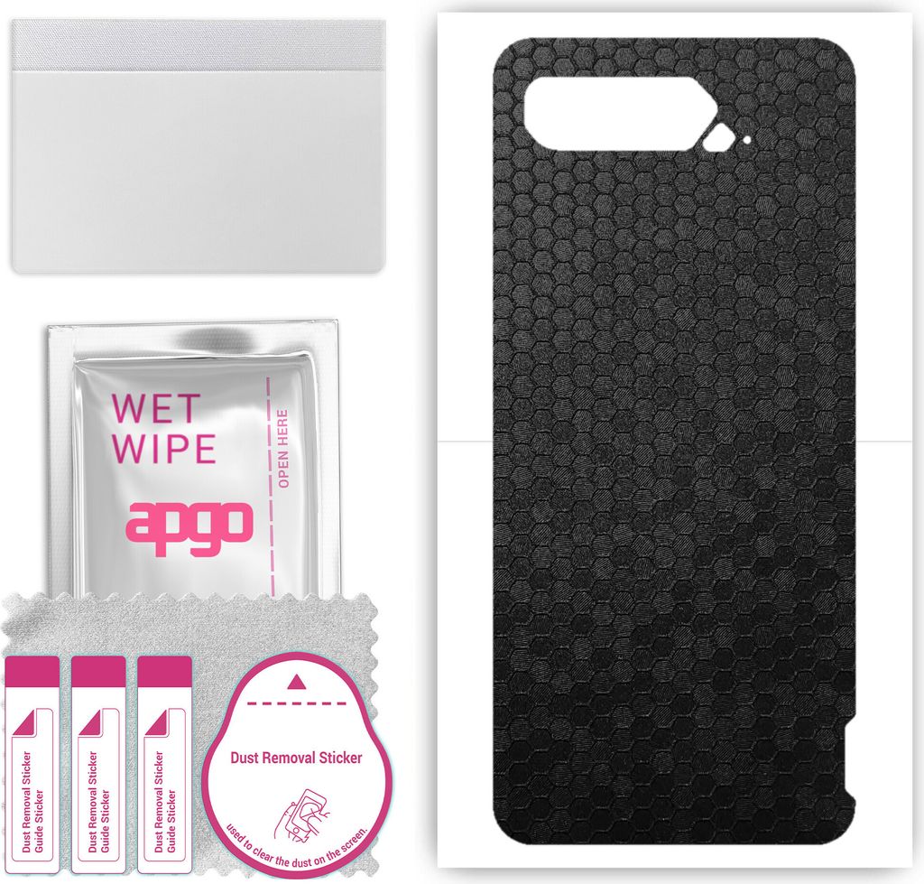 apgo Rückseite Schutzfolie, Skin, kompatibel mit Asus ROG Phone 5, Hinten Displayschutzfolie aus Vinylfolie, kratzfest, einfache Montage - Schwarz...